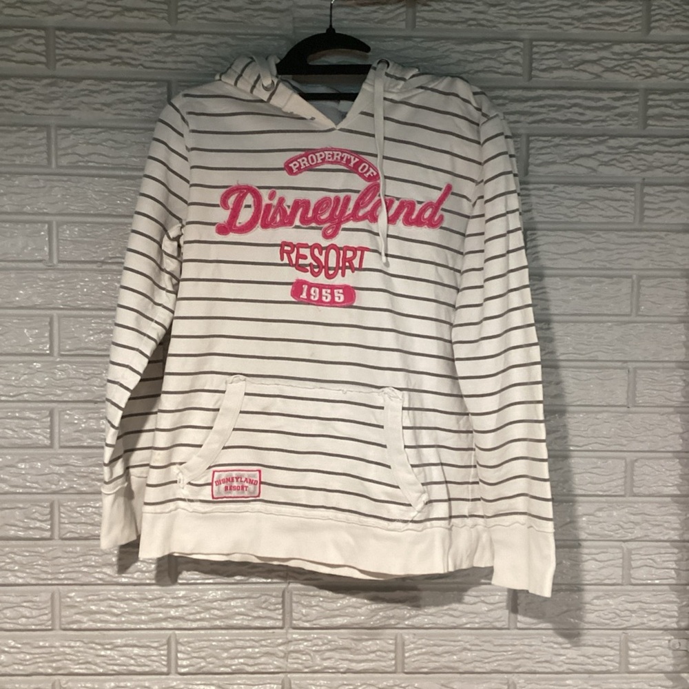 DISNEY PARKS DISNEYLAND RESORT Striped Pullover Hooded Sweatshirt Women’s